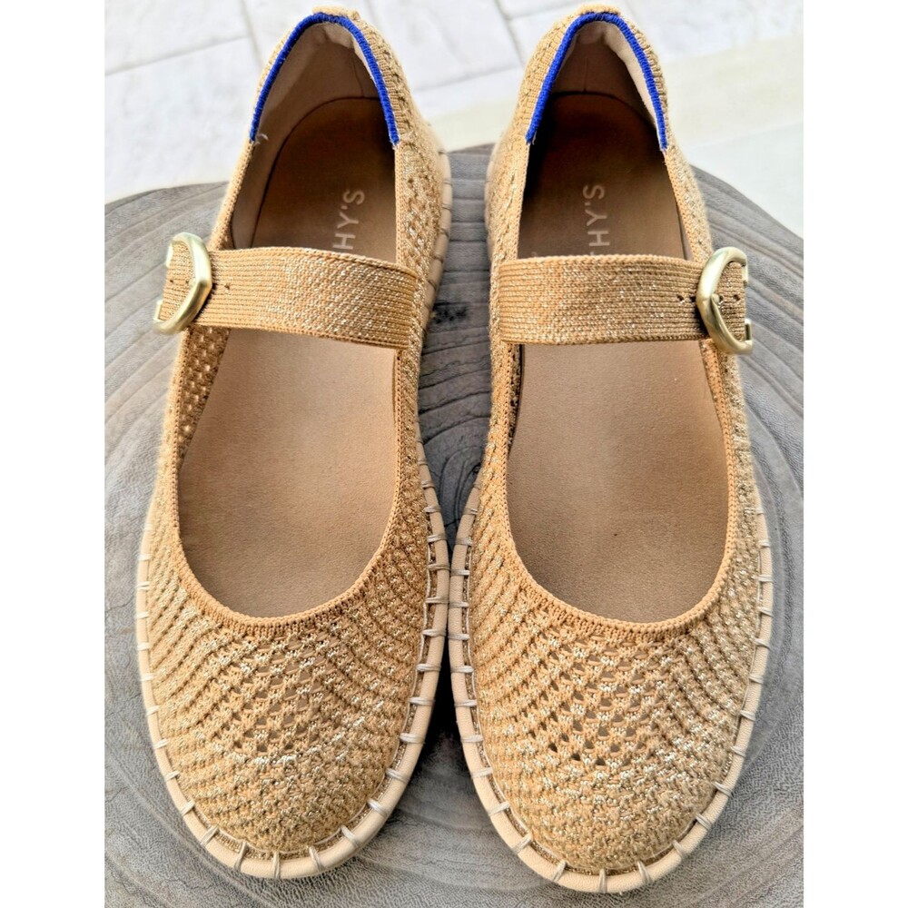 Rothy’s Espadrille Mary Jane Metallic Golden Sun Gold Flats Women’s Size 7.5